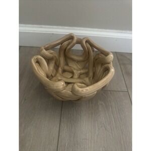 Ceramic Basket Weave 7.5" X 4" Fruit Bowl Decorative Weave Bowl